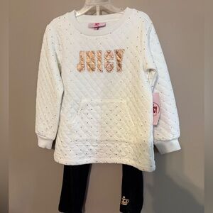 NWT Juicy Couture 2 piece outfit Black, White, Rose Gold size 4T